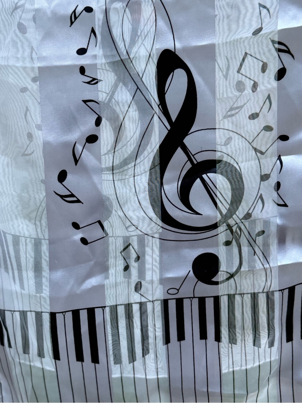 Black & White Music Note Satin Scarf by